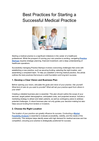 Best Practices for Starting a Successful Medical Practice