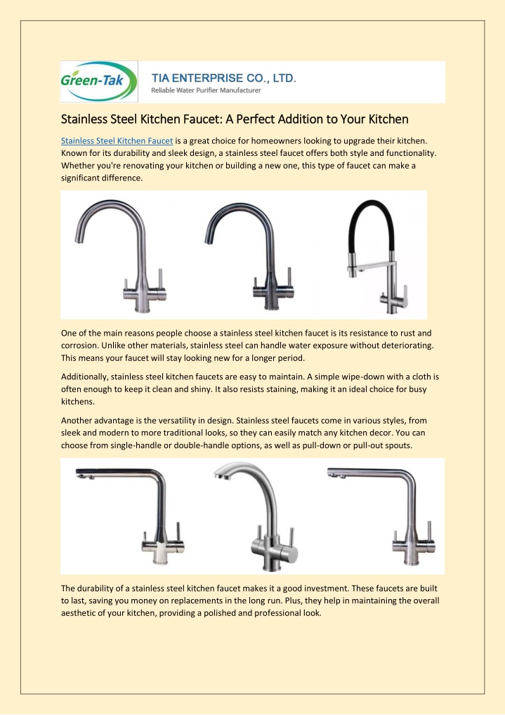 stainless steel kitchen faucet a perfect addition