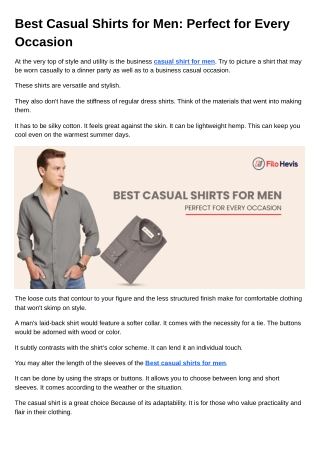 Best Casual Shirts for Men Perfect for Every Occasion