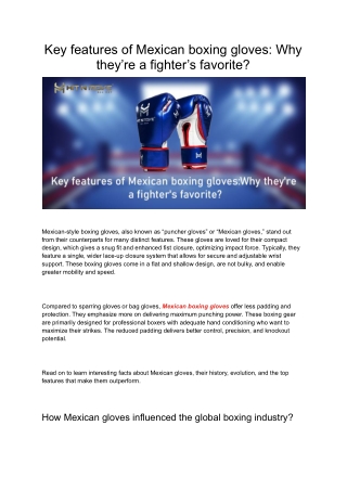 Key Features of Mexican Boxing Gloves: A Fighter’s Favorite