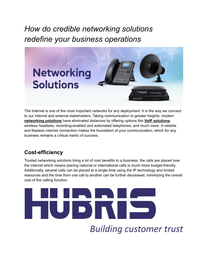 how do credible networking solutions redefine