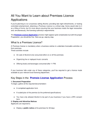 all you want to learn about premises licence