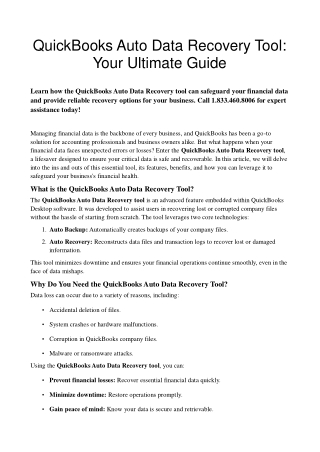 QuickBooks Auto Data Recovery Tool Your Ultimate Guide