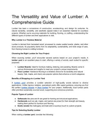 The Versatility and Value of Lumber_ A Comprehensive Guide