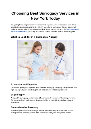 Choosing Best Surrogacy Services in New York (USA)