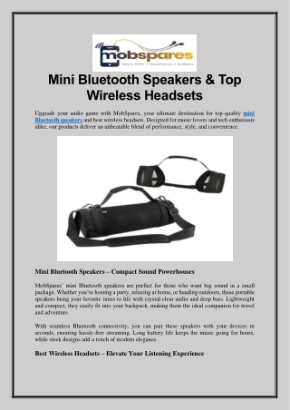 Mini Bluetooth Speakers & Top Wireless Headsets