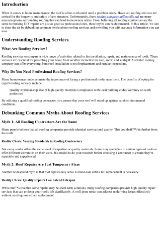 “Debunking Common Myths About Roofing Services”