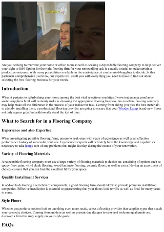 Selecting the Right Flooring Company for Your Improvement Venture
