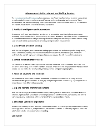 Advancement in Recruitment and staffing Services | Staff Link Blogs