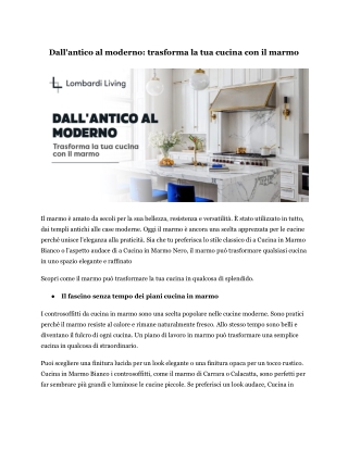 Dall'Antico al Moderno: Trasforma la Tua Cucina con il Marmo