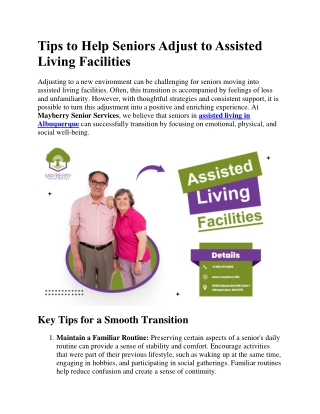 Tips to Help Seniors Adjust to Assisted Living Facilities