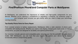 Find Premium Phone and Computer Parts at MobSpares