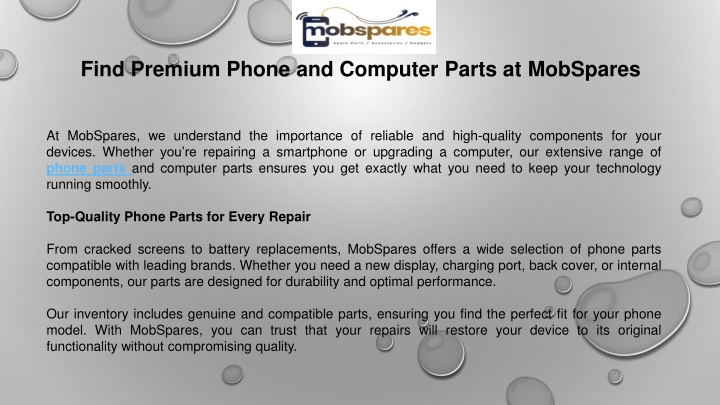 find premium phone and computer parts at mobspares