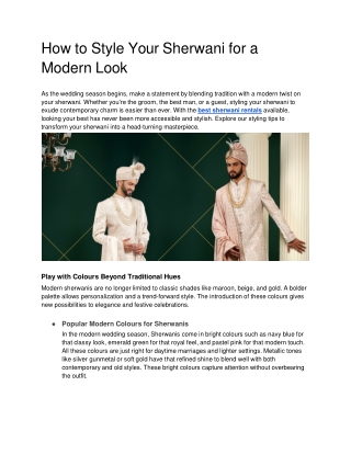 how to style your sherwani for a modern look