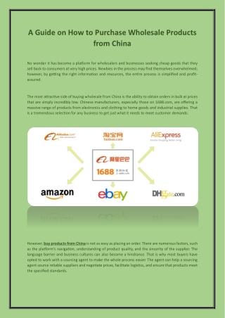 A Guide on How to Purchase Wholesale Products from China