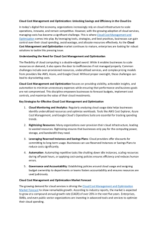 cloud cost management and optimization unlocking