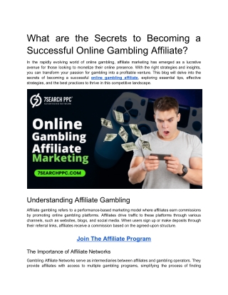 What are the Secrets to Becoming a Successful Online Gambling Affiliate?