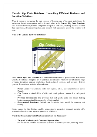canada zip code database unlocking efficient
