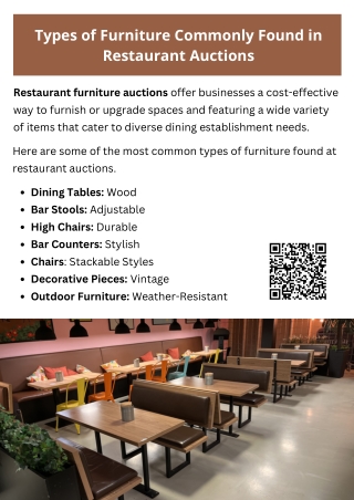 Types of Furniture Commonly Found in Restaurant Auctions