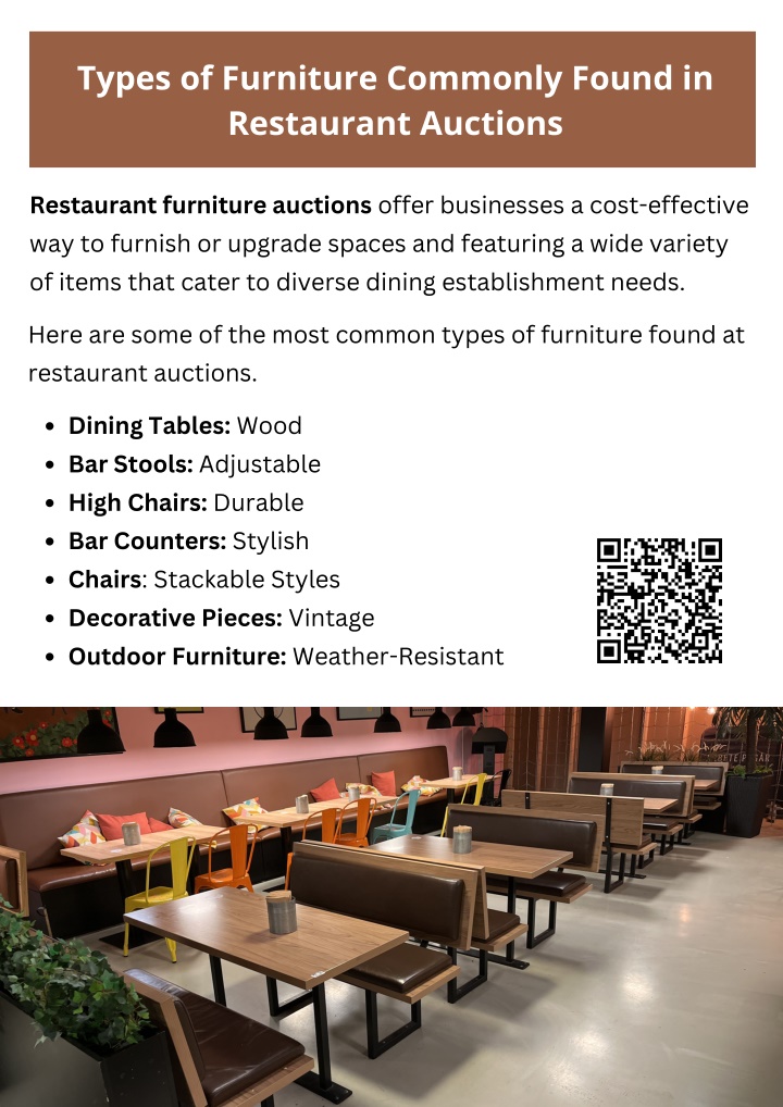 types of furniture commonly found in restaurant