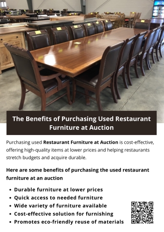 The Benefits of Purchasing Used Restaurant Furniture at Auction