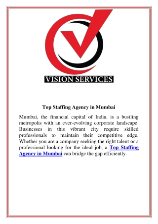 Top Staffing Agency in Mumbai