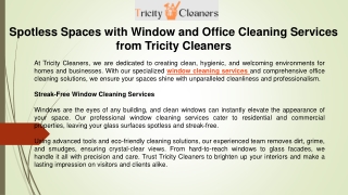 Spotless Spaces with Window and Office Cleaning Services from Tricity Cleaners