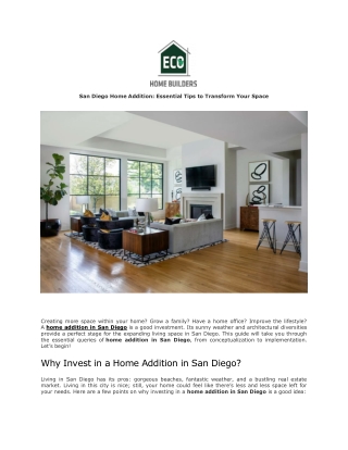 San Diego Home Addition Essential Tips to Transform Your Space