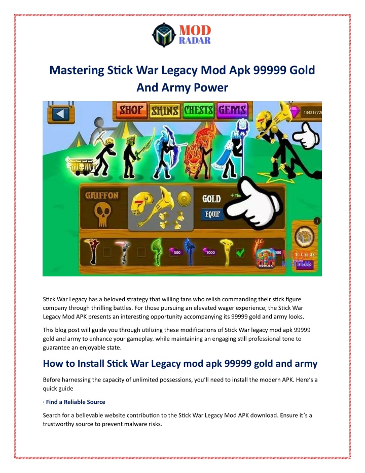 mastering stick war legacy mod apk 99999 gold