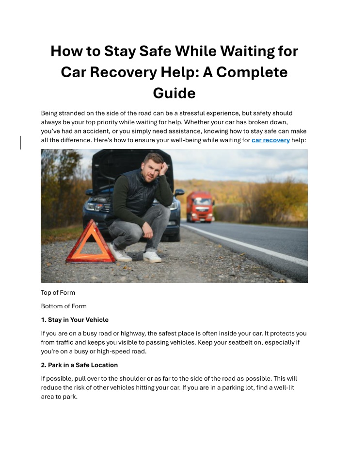 how to stay safe while waiting for car recovery