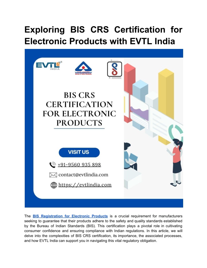 PPT - Exploring BIS CRS Certification for Electronic Products with EVTL ...