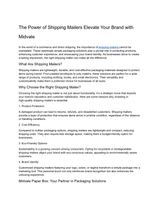 the power of shipping mailers elevate your brand