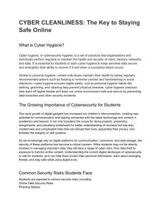 CYBER CLEANLINESS - The Key to Staying Safe Online