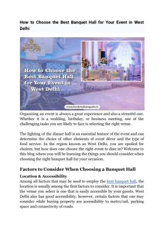 How to Choose the Best Banquet Hall for Your Event in West Delhi