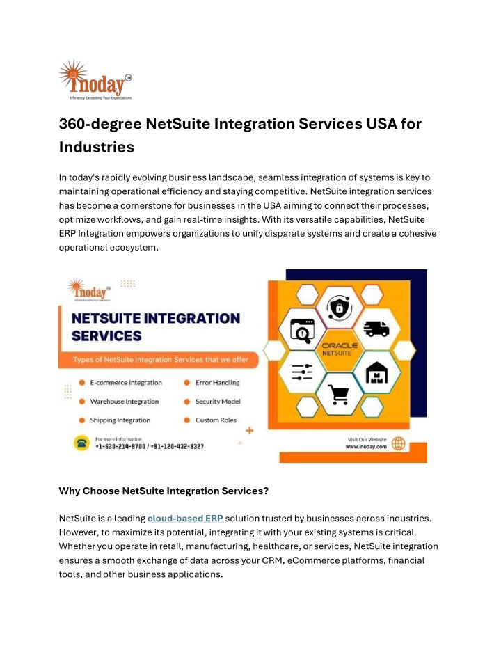 360 degree netsuite integration services