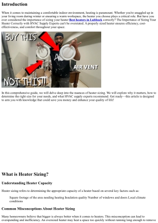 “The Importance of Sizing Your Heater Correctly with HVAC Supply Experts”