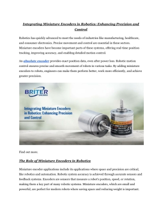 integrating miniature encoders in robotics