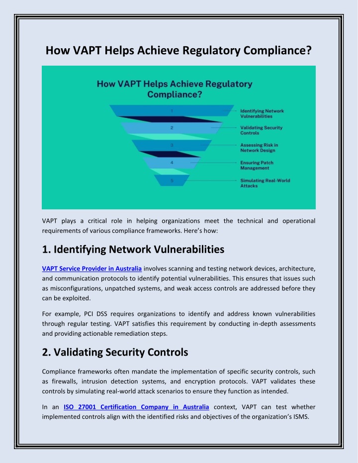 how vapt helps achieve regulatory compliance