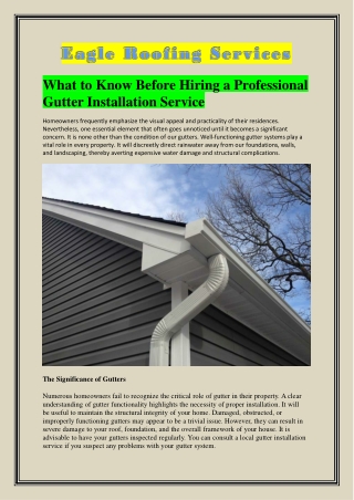 what to know before hiring a professional gutter