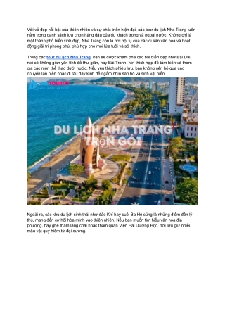 Tour Du Lich Nha Trang – Hanh Trinh Kham Pha Day Hap Dan