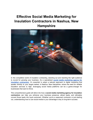 Effective Social Media Marketing for Insulation Contractors in Nashua, New Hampshire