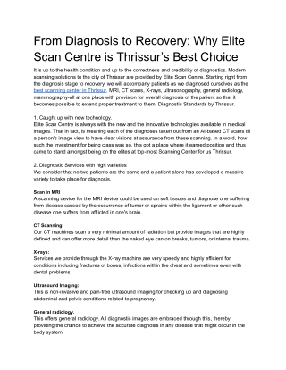 From Diagnosis to Recovery_ Why Elite Scan Centre is Thrissur’s Best Choice