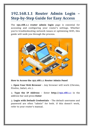 192.168.1.1 Router Admin Login – Step-by-Step Guide for Easy Access