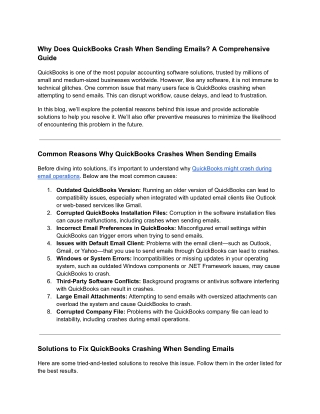 why does quickbooks crash when sending emails