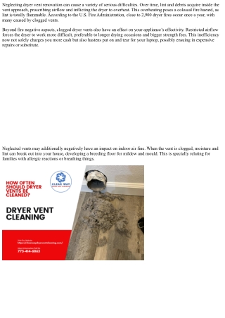 neglecting dryer vent renovation can cause