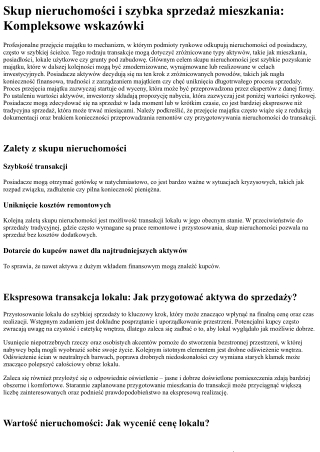 skup nieruchomo ci i szybka sprzeda mieszkania