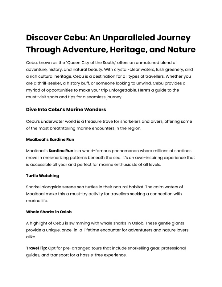 Ppt Discover Cebu An Unparalleled Journey Through Adventure Ppt Discover Cebu An Unparalleled Journey Through Adventure