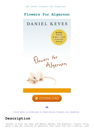 PDF Books Flowers for Algernon