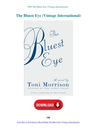 PDF The Bluest Eye (Vintage International)