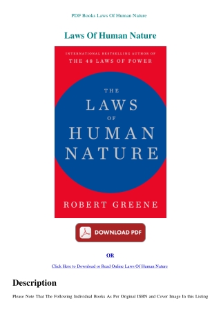 PDF Books Laws Of Human Nature